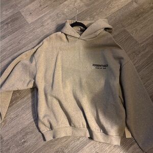 Essentials Men's Hoodie in Light Tan with Minimal Logo